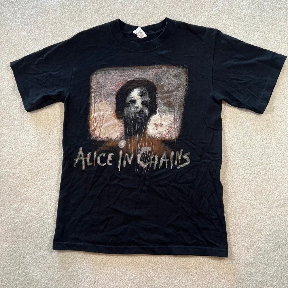 Anvil Alice‎ in Chains Shirt Mens Small Black Real VTG Concert Graphic Rock Tee